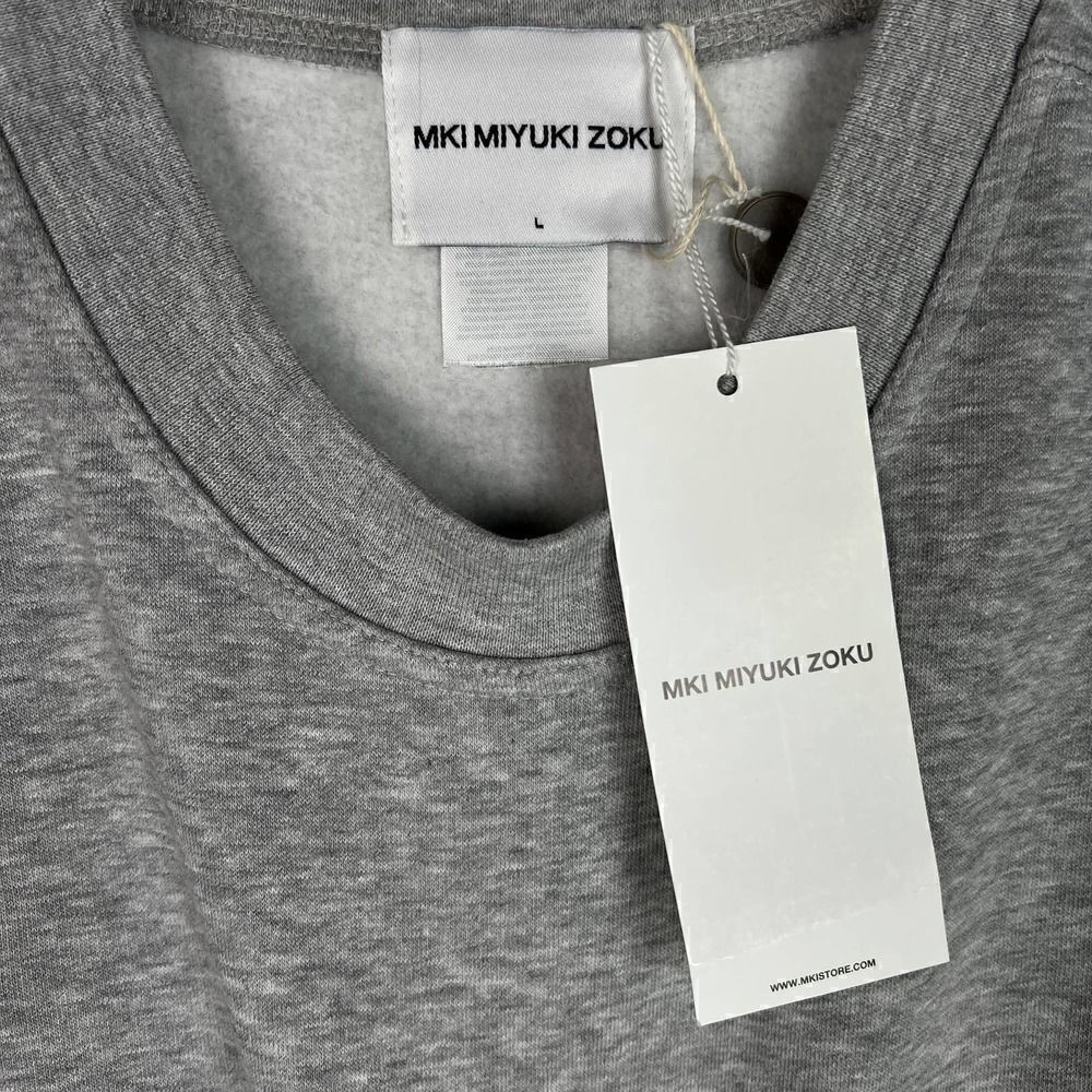 New MKI Miyuki Zoku Pullover Grey Crew Neck Cotton Sweatshirt Fleece Inner US L - Picture 4 of 11